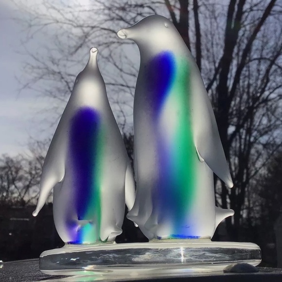 PartyLite Vintage Frosted Glass Nothern Lights Penguins Votive Candle Holder - Picture 9 of 9